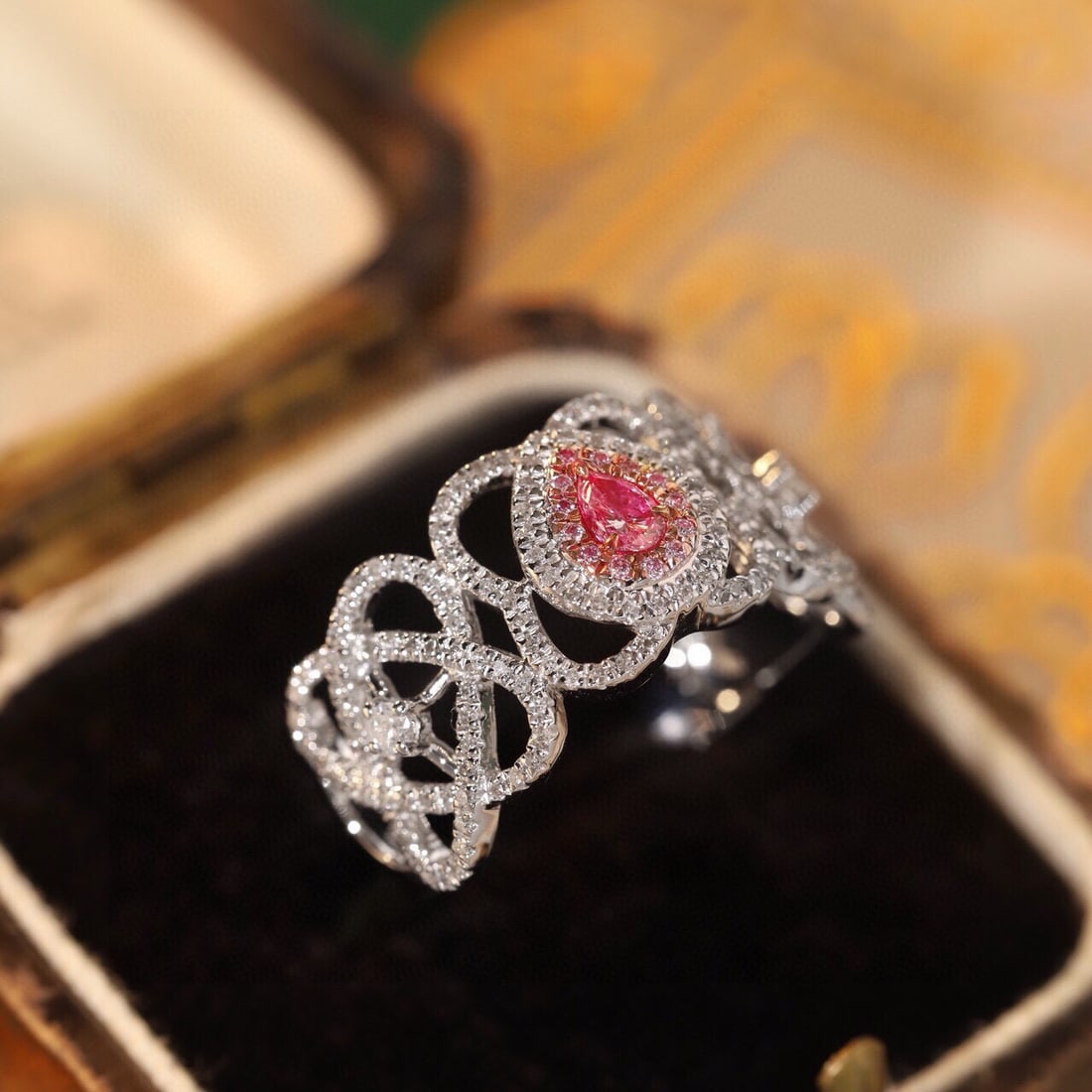 14k Gold 0.55 Ctw Natural Pink Diamond & Diamond Ring - 4