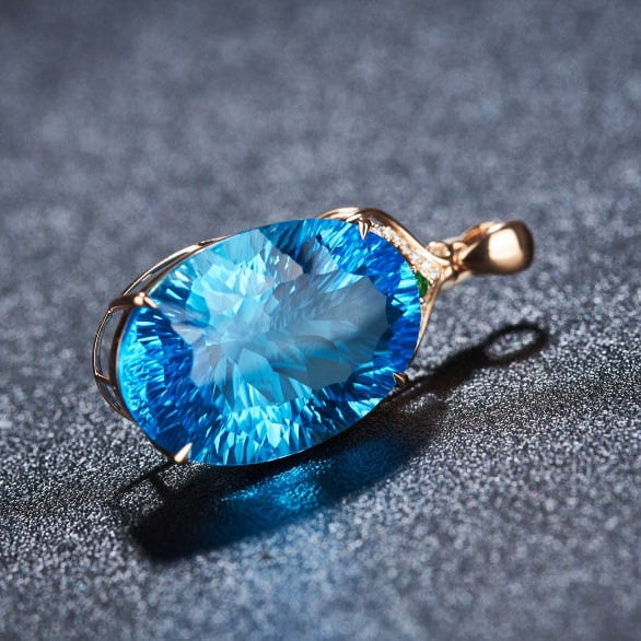 14k Gold 22.88 Ct Natural Topaz & Diamond & Tsavorite Pendant( Without Chain ) - 5