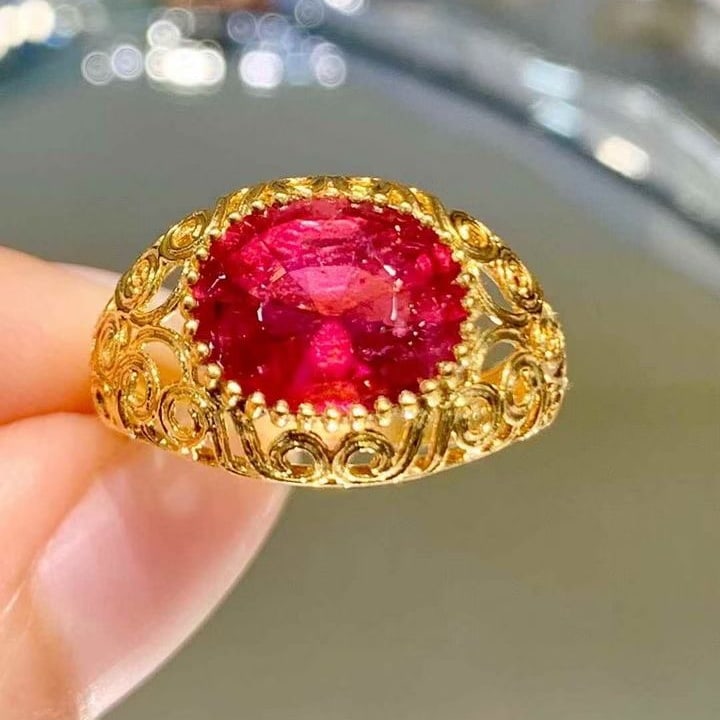 14k Gold 3.6 Ct Natural Tourmaline Ring - 4