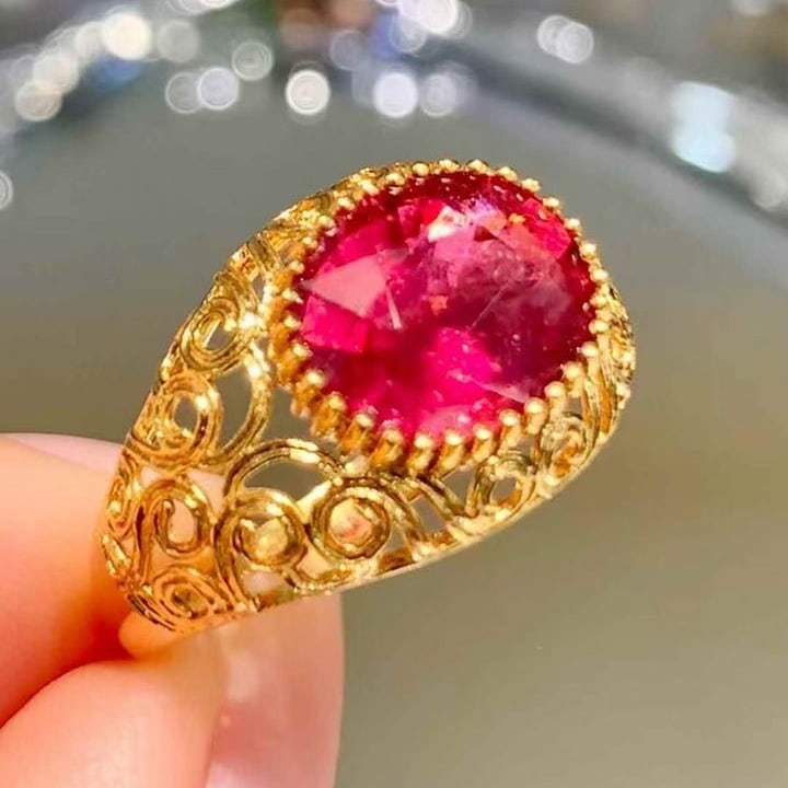 14k Gold 3.6 Ct Natural Tourmaline Ring - 6