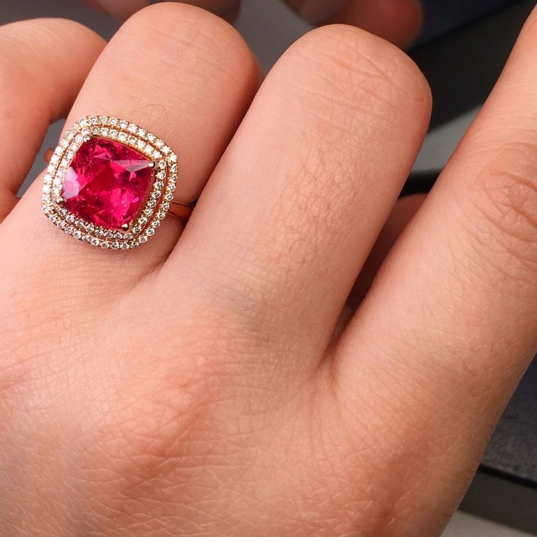 14k Gold 4.05 Ct Natural Tourmaline & Diamond Ring - 6