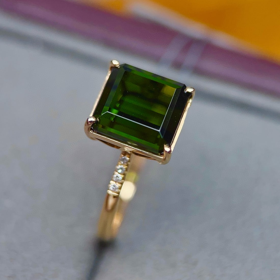 14k Gold 4.72 Ctw Natural Tourmaline & Diamond Ring - 6