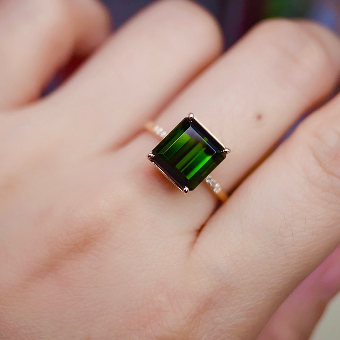 14k Gold 4.72 Ctw Natural Tourmaline & Diamond Ring - 7