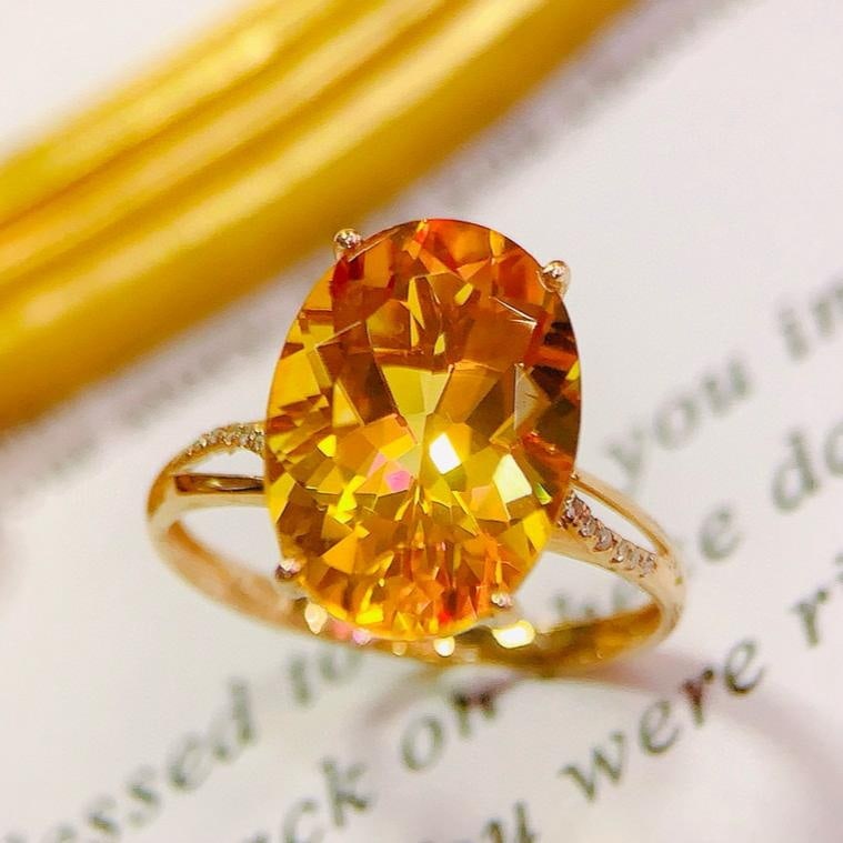 14k Gold 5.35 Ctw Natural Citrine & Diamond Ring - 2