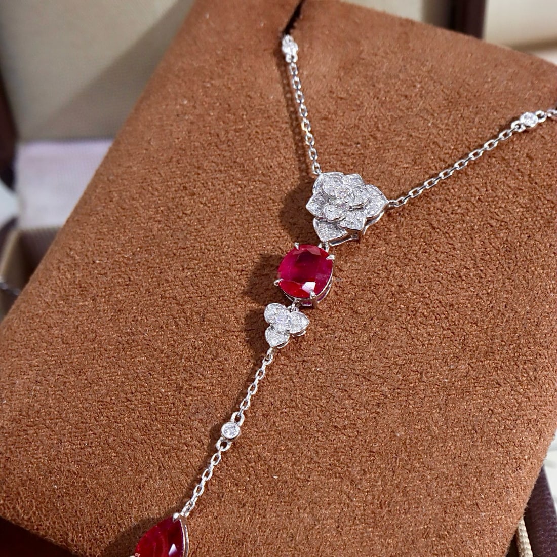 14k Gold 2.51 Ctw Natural Ruby & Diamond Necklace - 3