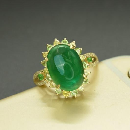 14k Gold 5.21 Ctw Natural Emerald & Sapphire Ring - 5