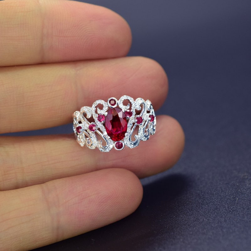 14k Gold 1.23 Ctw Natural Ruby & Ruby Ring - 3