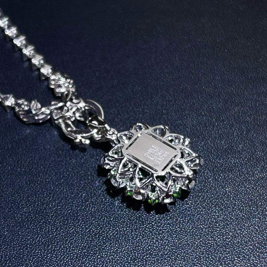 14k Gold 1.28 Ctw Natural Emerald & Diamond Pendant( Without Chain ) - 3