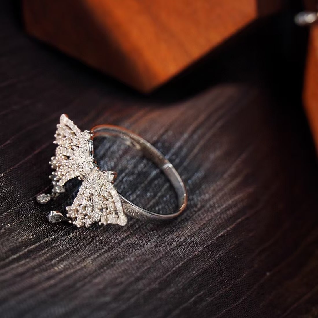 14k Gold 0.62 Ct Natural H Diamond & Butterfly Ring - 3