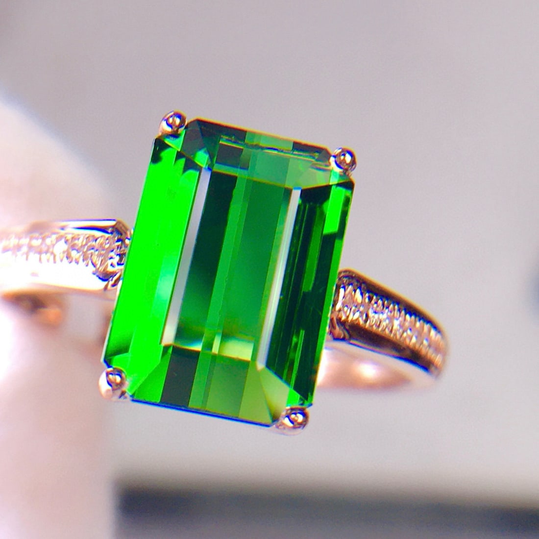 14k Gold 3.92 Ct Natural Tourmaline & Diamond Ring - 7