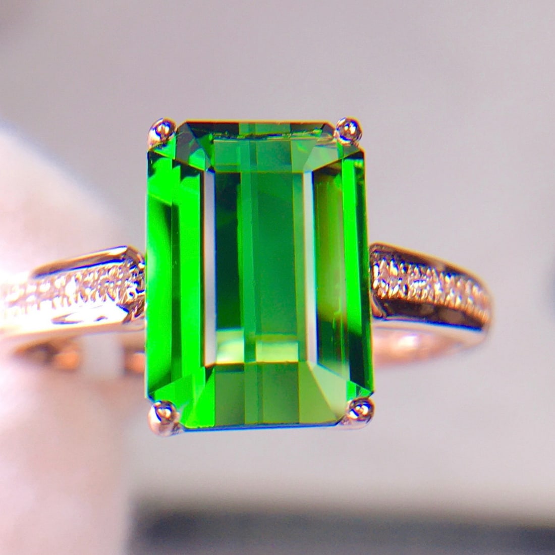 14k Gold 3.92 Ct Natural Tourmaline & Diamond Ring - 8