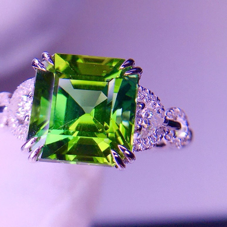 14k Gold 3.95 Ct Natural Tourmaline & Diamond Ring - 3