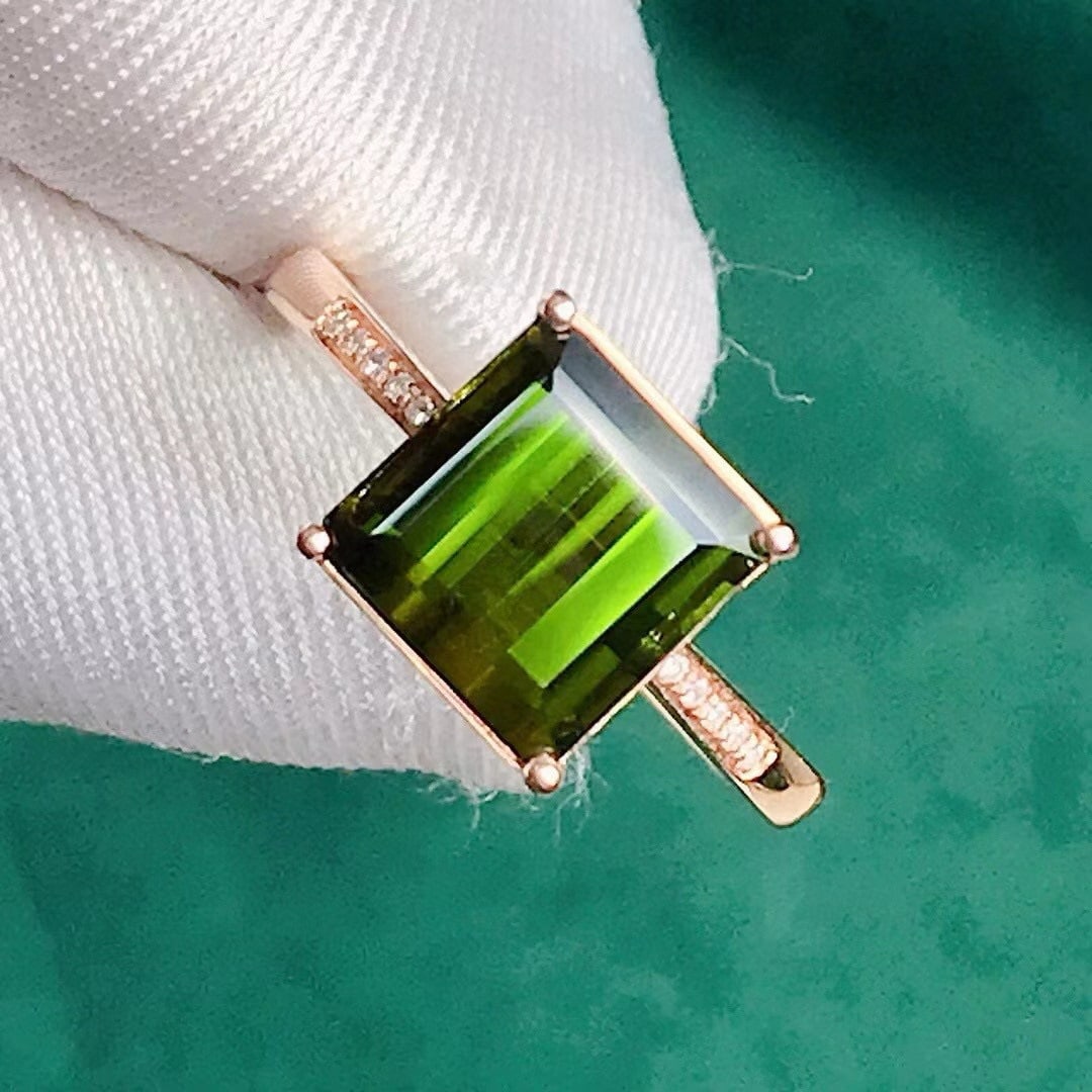 14k Gold 3.43 Ctw Natural Tourmaline & Diamond Ring - 4