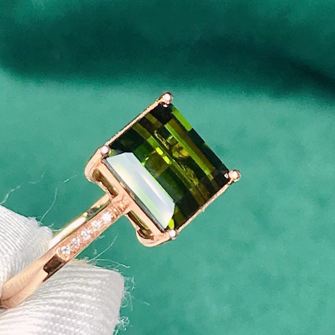 14k Gold 3.43 Ctw Natural Tourmaline & Diamond Ring - 5