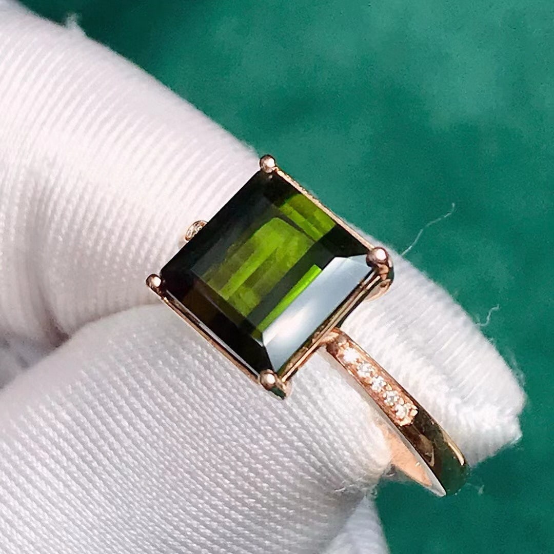 14k Gold 3.43 Ctw Natural Tourmaline & Diamond Ring - 6