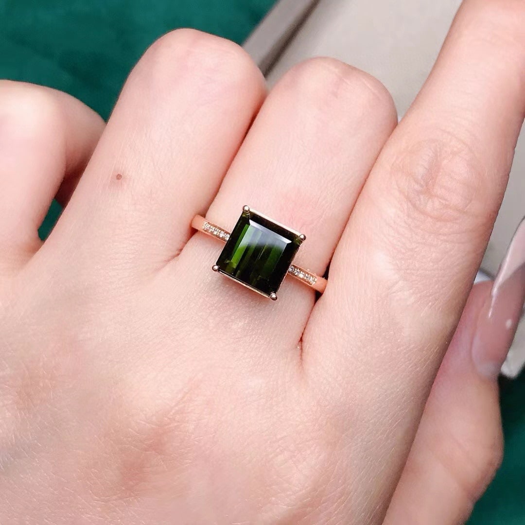 14k Gold 3.43 Ctw Natural Tourmaline & Diamond Ring - 7