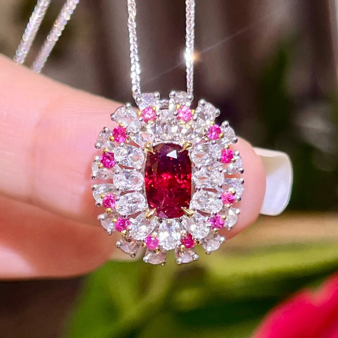 14k Gold 1.23 Ctw Natural Ruby & Diamond Ring/pendant( Without Chain ) - 3