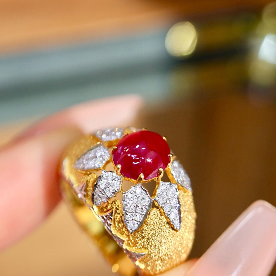 14k Gold 1.85 Ctw Natural Ruby & Diamond Ring - 7