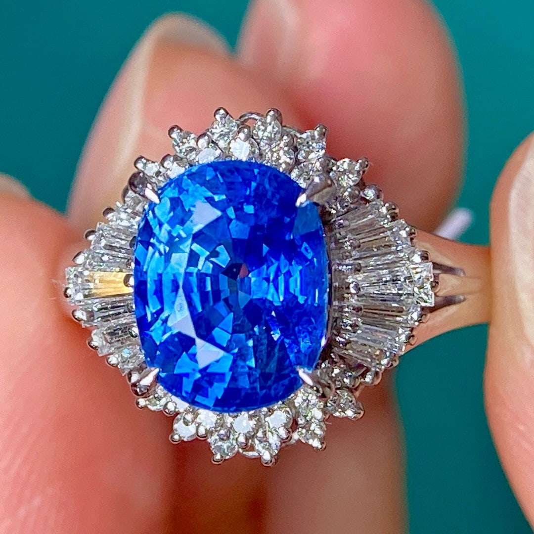 14k Gold 4.00 Ctw Natural Sapphire & Diamond Ring - 3