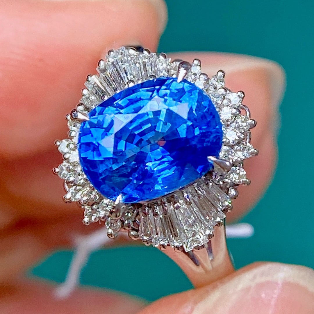 14k Gold 4.00 Ctw Natural Sapphire & Diamond Ring - 4