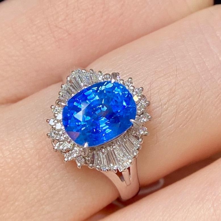 14k Gold 4.00 Ctw Natural Sapphire & Diamond Ring - 7