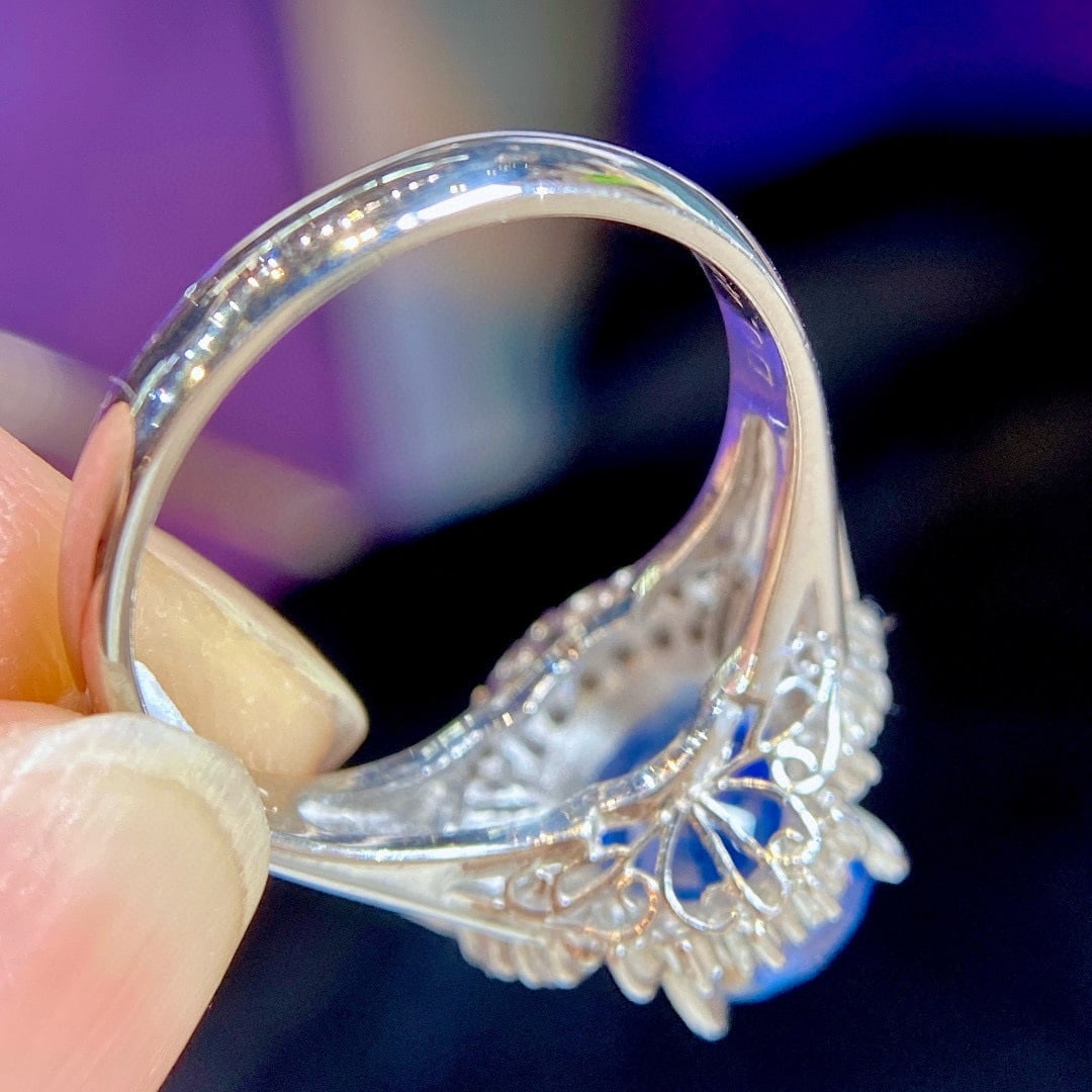 14k Gold 4.00 Ctw Natural Sapphire & Diamond Ring - 8