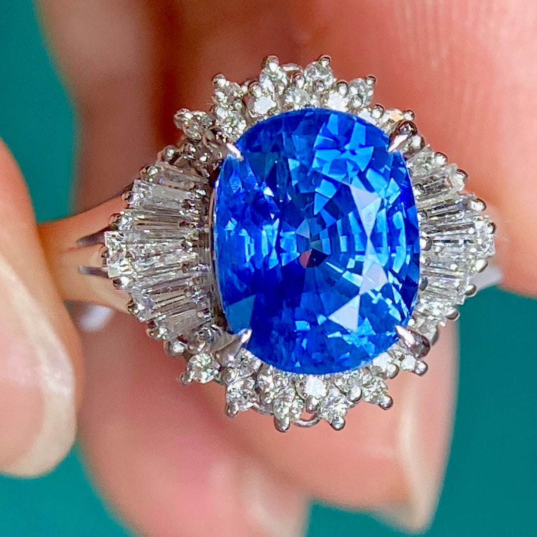 14k Gold 4.00 Ctw Natural Sapphire & Diamond Ring - 9