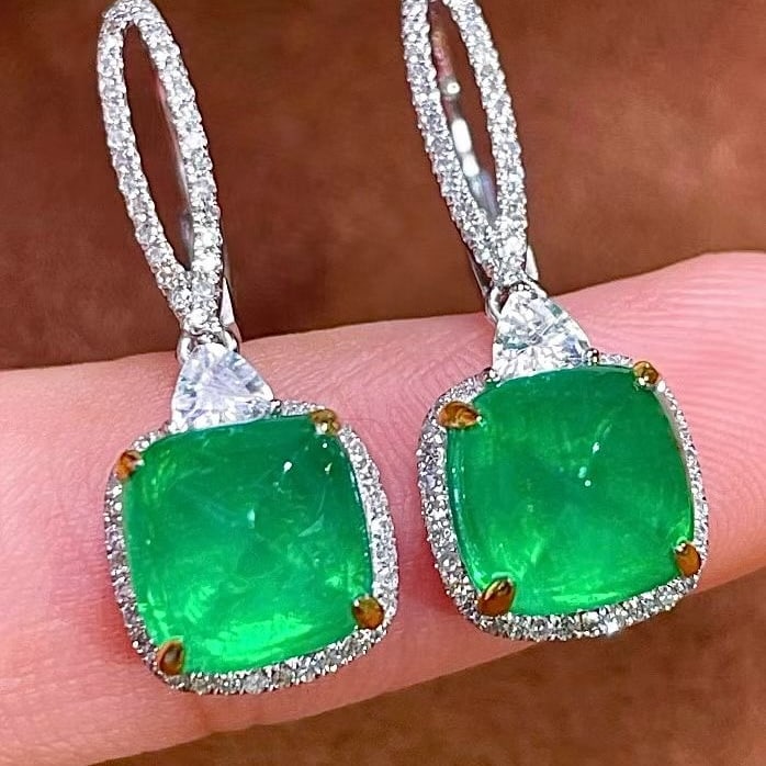 14k Gold 4.49 Ctw Natural Emerald & Sapphire Earrings - 2