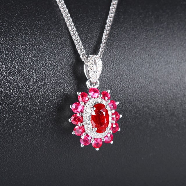 14k Gold 0.72 Ctw Natural Ruby & Ruby Pendant( Without Chain ) - 4