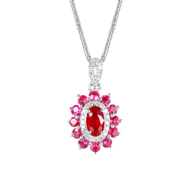 14k Gold 0.72 Ctw Natural Ruby & Ruby Pendant( Without Chain ) - 6