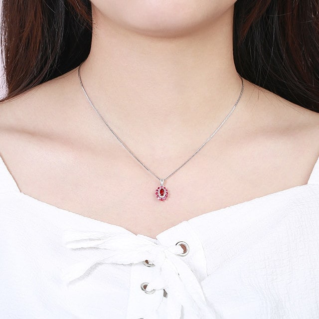 14k Gold 0.72 Ctw Natural Ruby & Ruby Pendant( Without Chain ) - 7