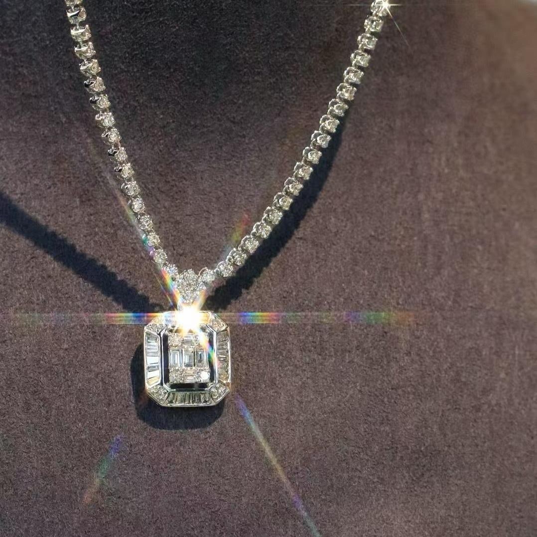 14k Gold 1.3 Ct Natural H Diamond Necklace: Ref:231143144 // gold content:14k gold // main gemstone:diamond // shape:multiple // carat weight:1. 3ct // clarity grade:vs-si // color:h // treatment:natural // High Estimate: 6300Condition: