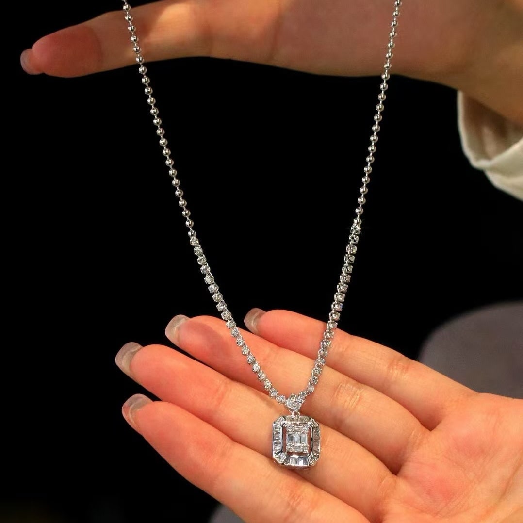 14k Gold 1.3 Ct Natural H Diamond Necklace - 4