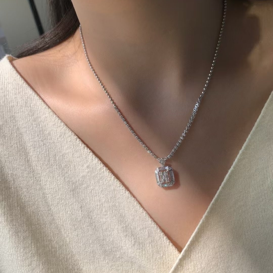 14k Gold 1.3 Ct Natural H Diamond Necklace - 6