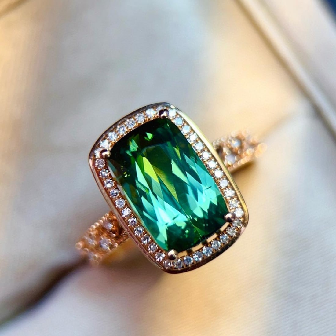 14k Gold 3.07 Ctw Natural Tourmaline & Diamond Ring - 2