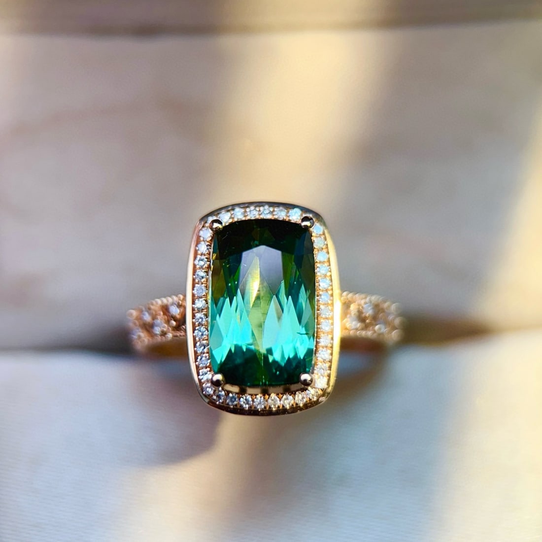 14k Gold 3.07 Ctw Natural Tourmaline & Diamond Ring - 3