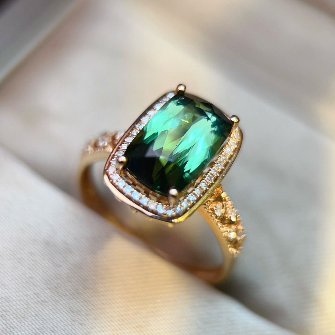 14k Gold 3.07 Ctw Natural Tourmaline & Diamond Ring - 4