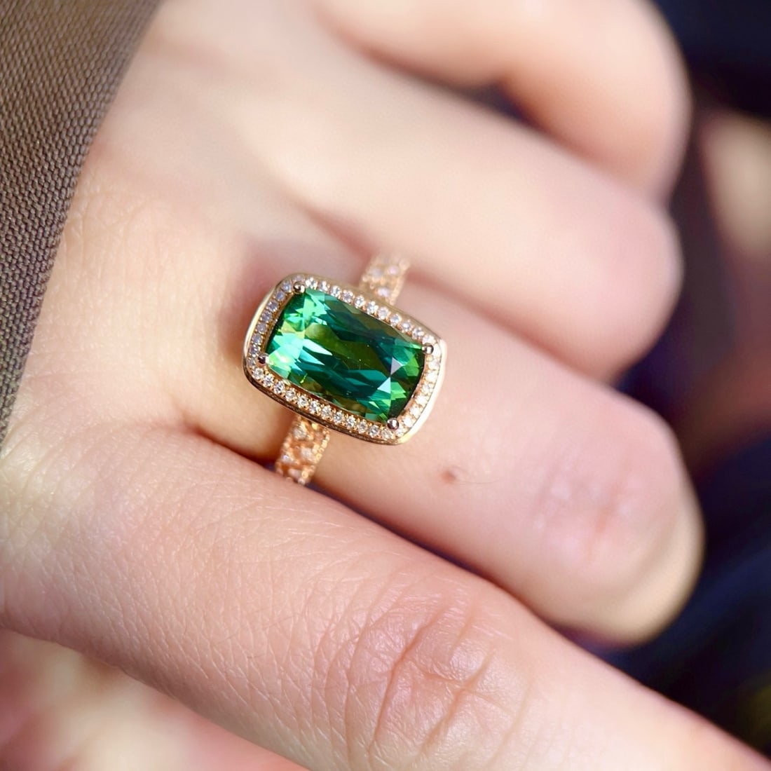 14k Gold 3.07 Ctw Natural Tourmaline & Diamond Ring - 7