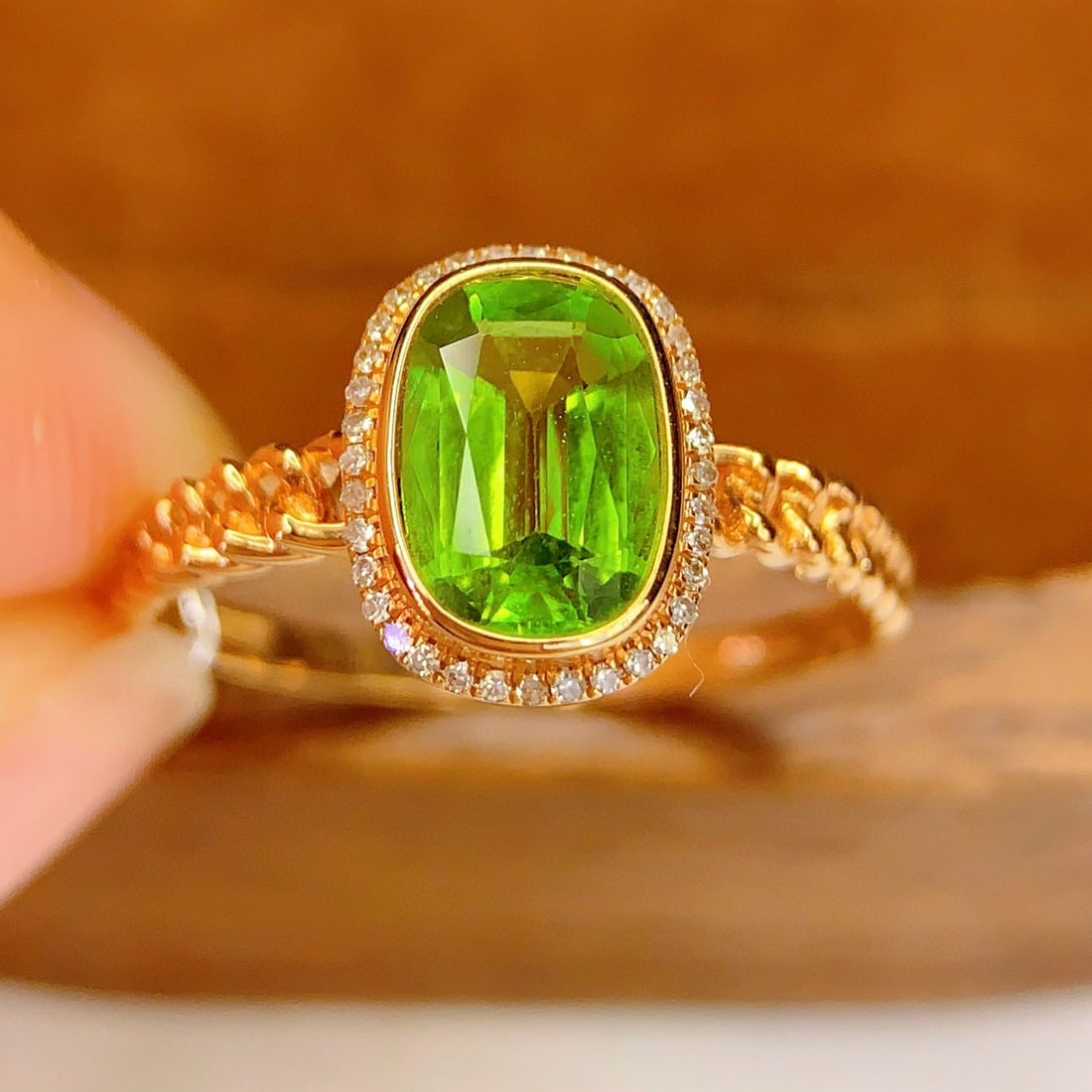 14k Gold 1.2 Ct Natural Tourmaline & Diamond Ring - 6