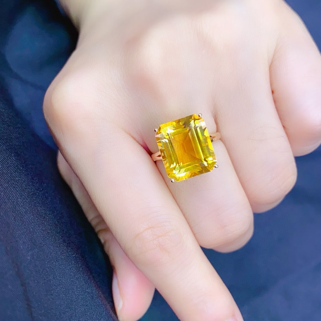 14k Gold 9.41 Ctw Natural Citrine & Diamond Ring - 4