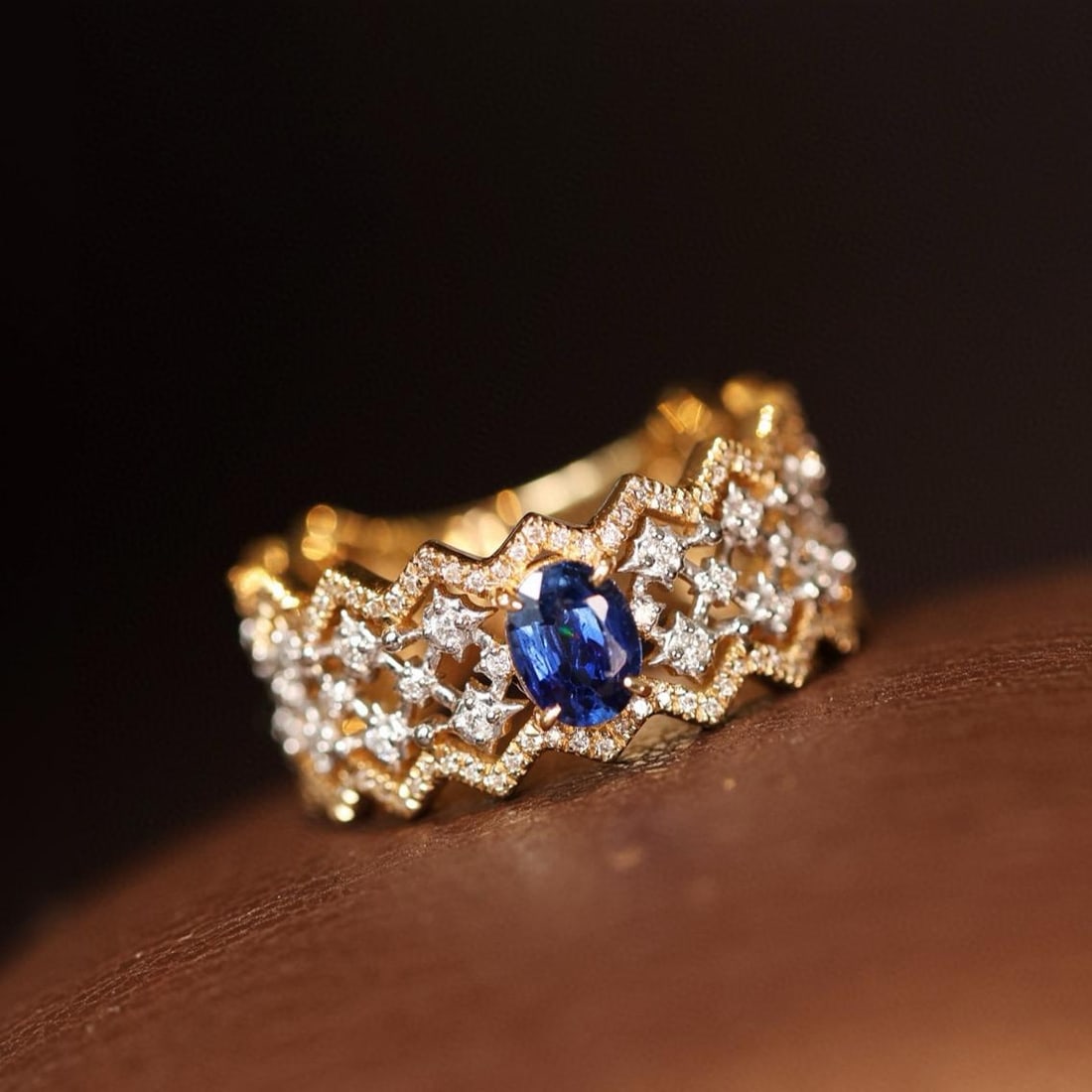 14k Gold 1.05 Ctw Natural Sapphire & Diamond Ring - 2