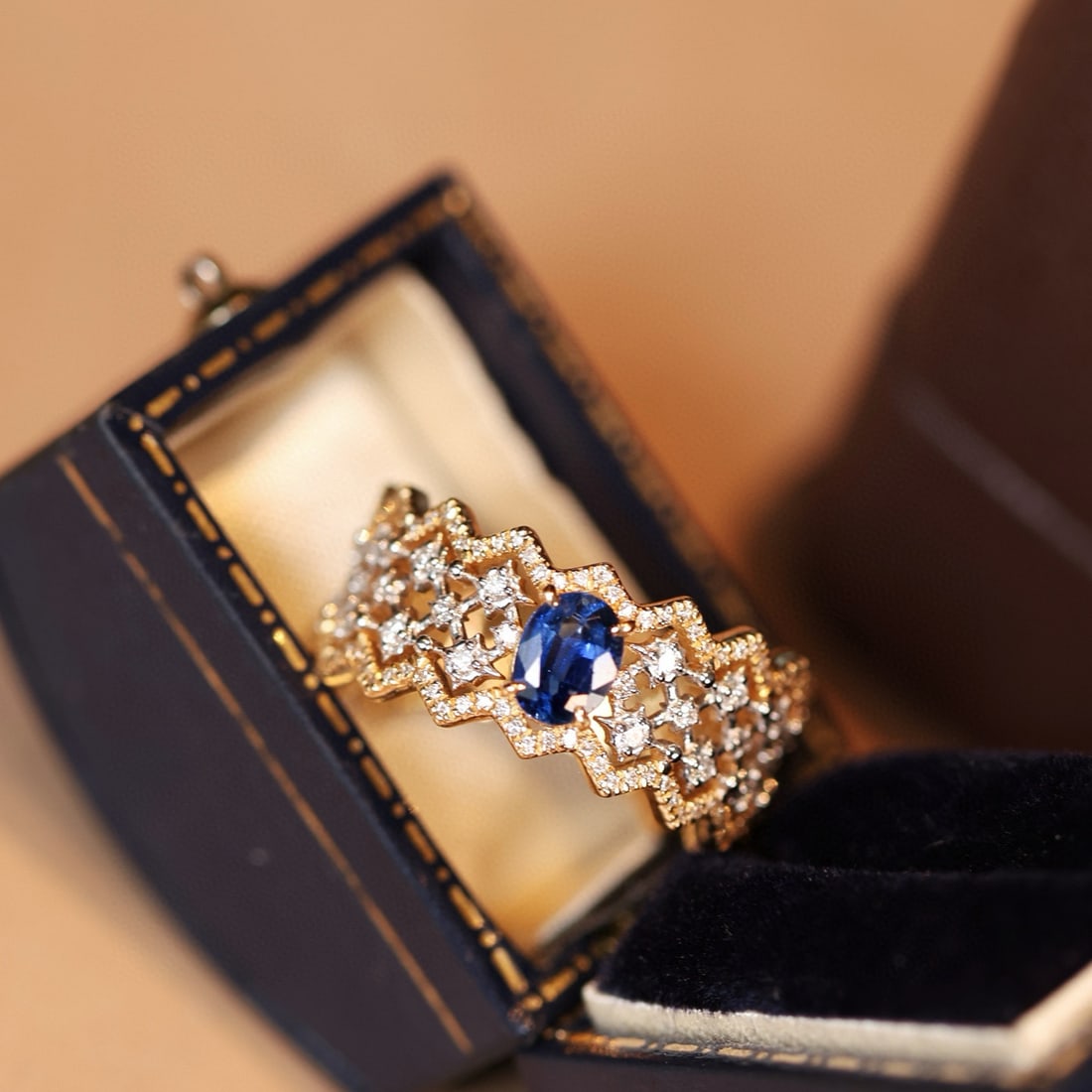 14k Gold 1.05 Ctw Natural Sapphire & Diamond Ring - 3