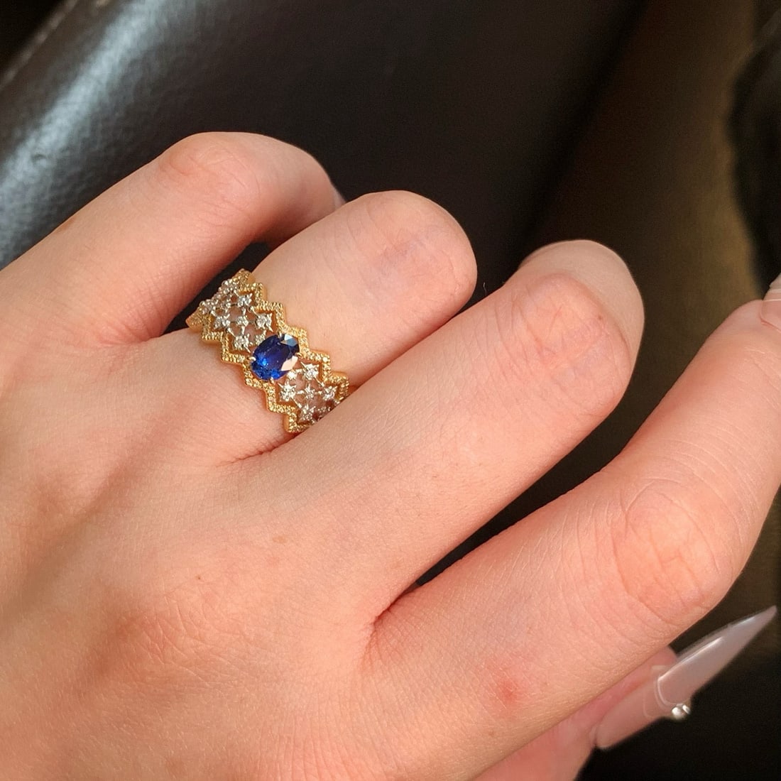 14k Gold 1.05 Ctw Natural Sapphire & Diamond Ring - 4