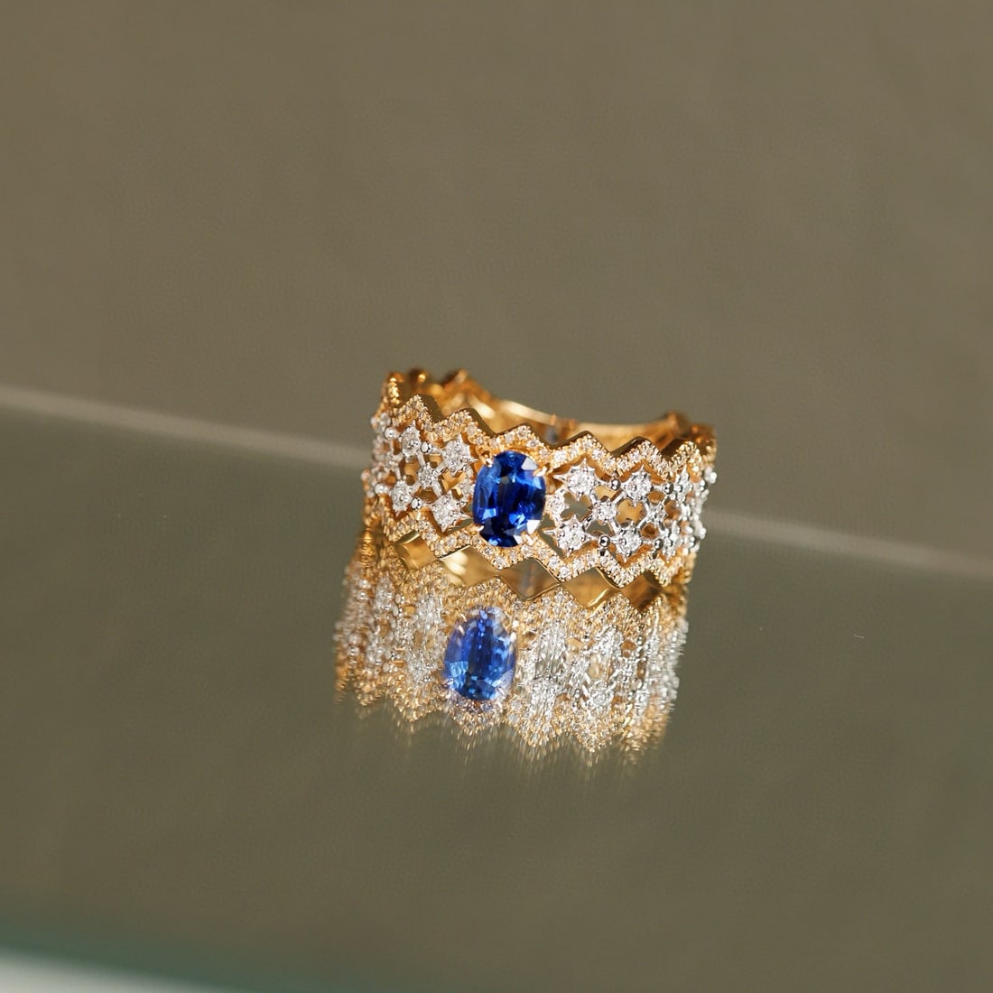 14k Gold 1.05 Ctw Natural Sapphire & Diamond Ring - 6