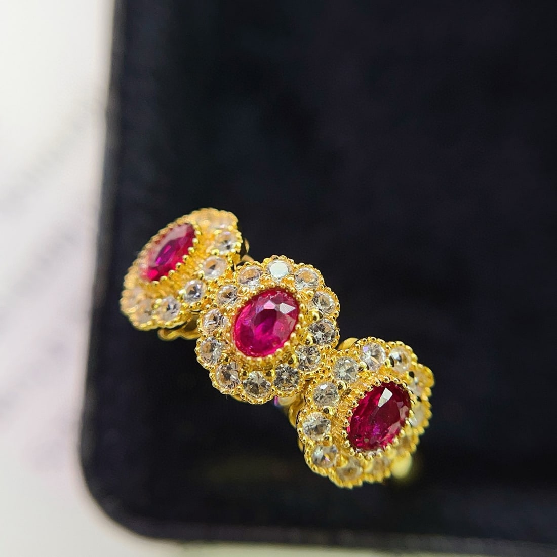 14k Gold 0.80 Ct Natural Ruby & Sapphire Ring - 3
