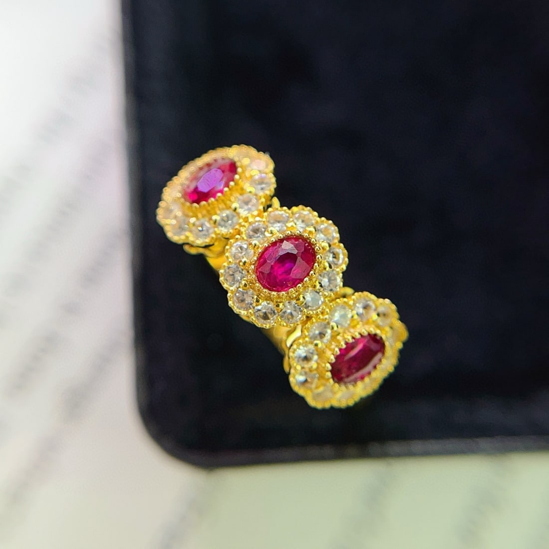 14k Gold 0.80 Ct Natural Ruby & Sapphire Ring - 4