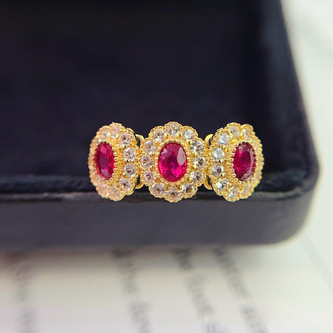 14k Gold 0.80 Ct Natural Ruby & Sapphire Ring - 5