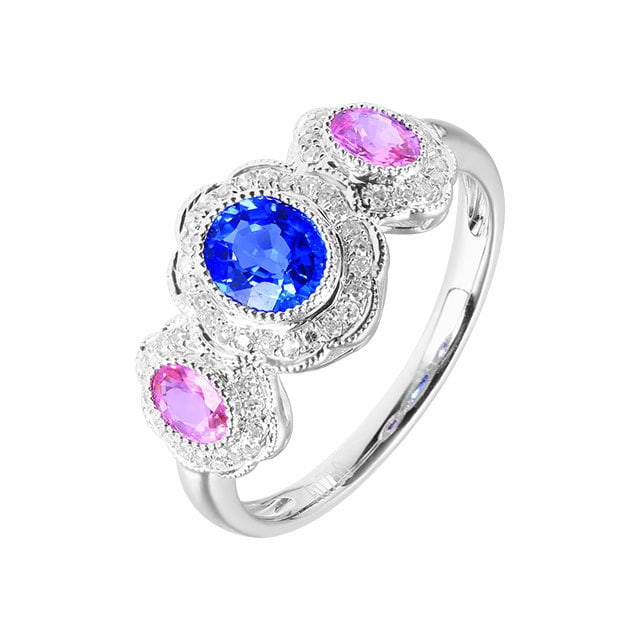14k Gold 1.41 Ctw Natural Sapphire & Diamond Ring - 6