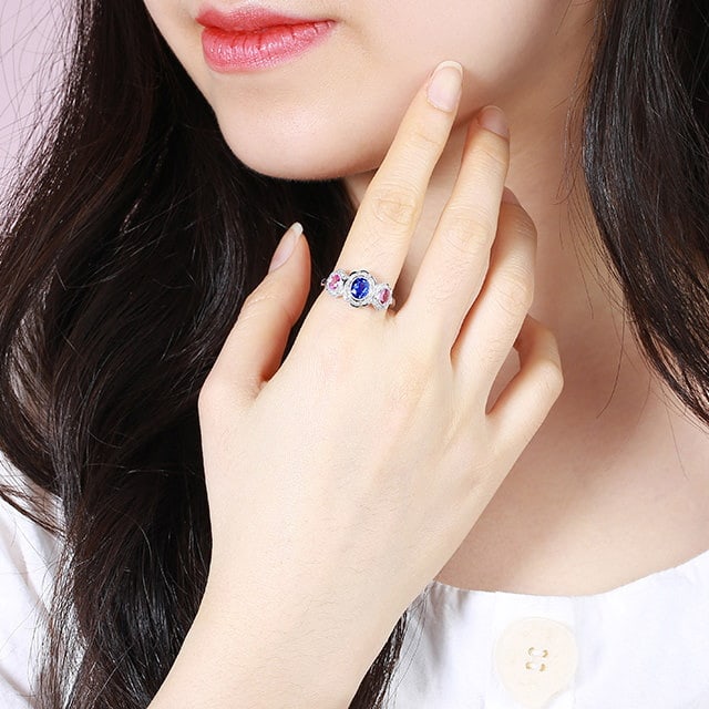 14k Gold 1.41 Ctw Natural Sapphire & Diamond Ring - 7