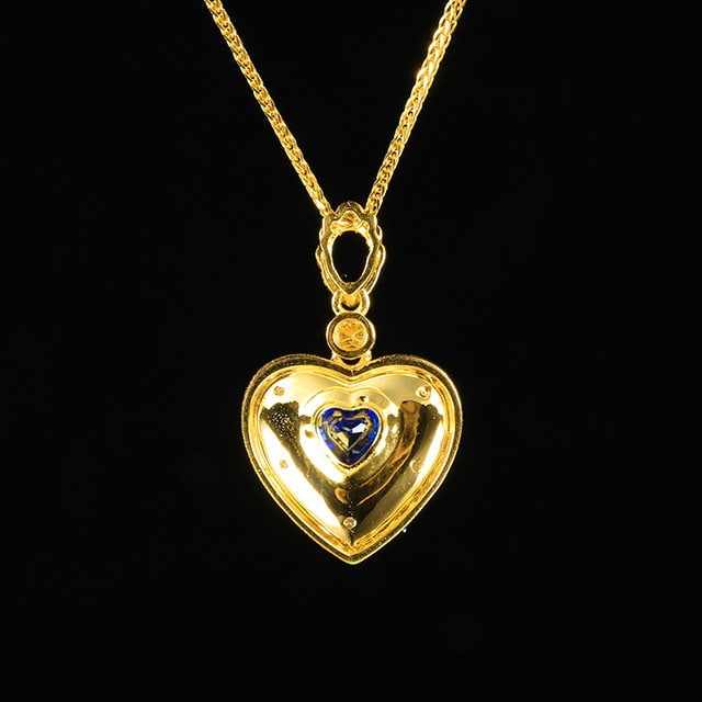 14k Gold 0.39 Ctw Natural Sapphire & Diamond Pendant( Without Chain ) - 5